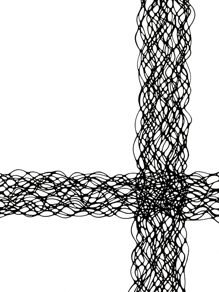 Cross Of Wavy Lines / Hand Drawn / Black&White