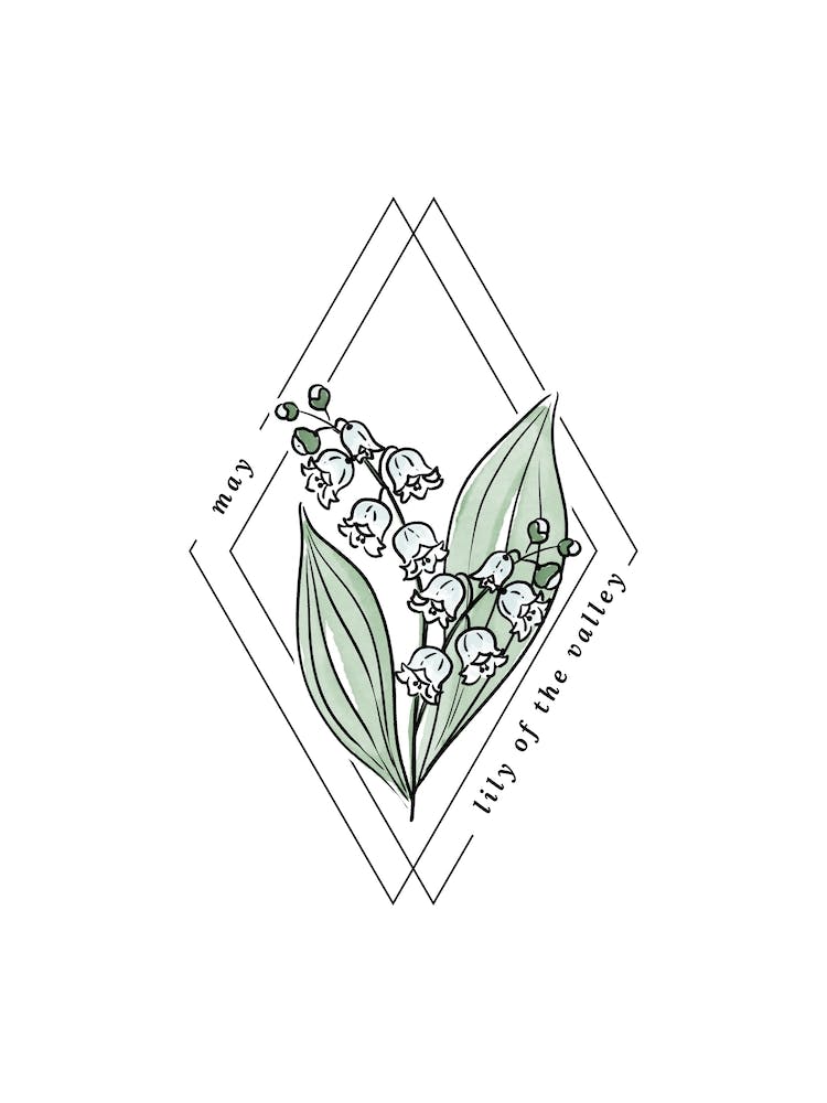 Rustic May Birth Flower Lily Of The Valley Black Green Art Print by Bird  and Co Studio – Fy!