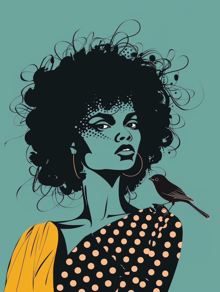 Afro Girl With Bird