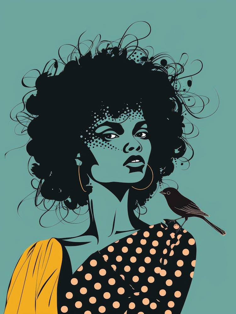 Afro Girl With Bird