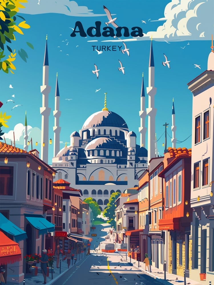Adana Turkey Hagia Sophia Travel Illustration