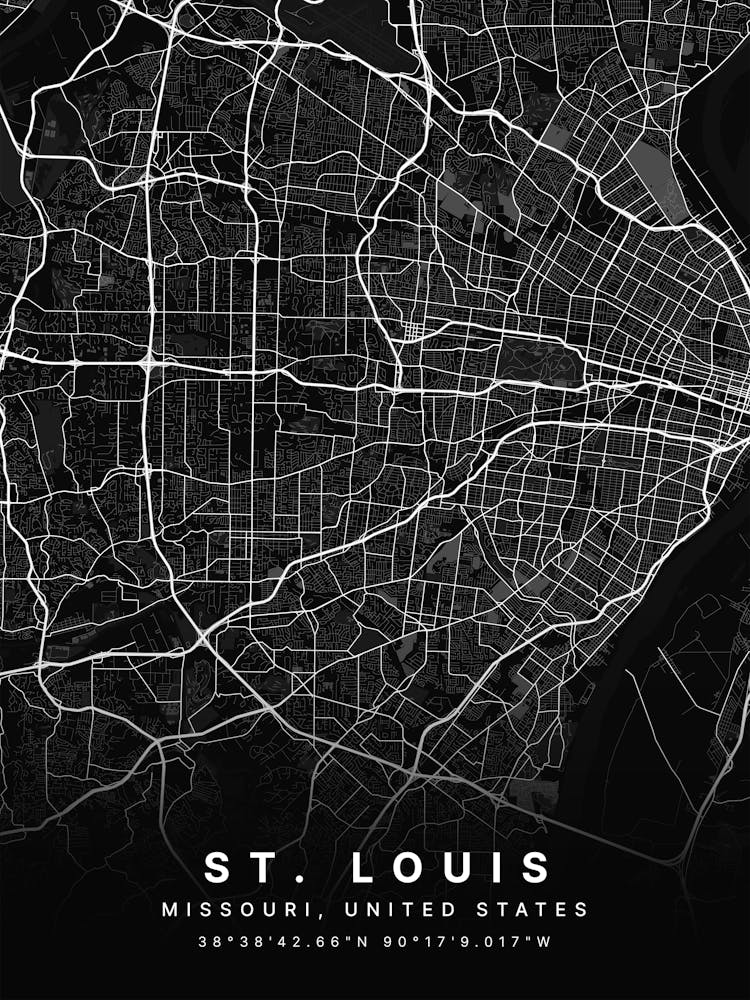 St Louis Missouri USA Black Map