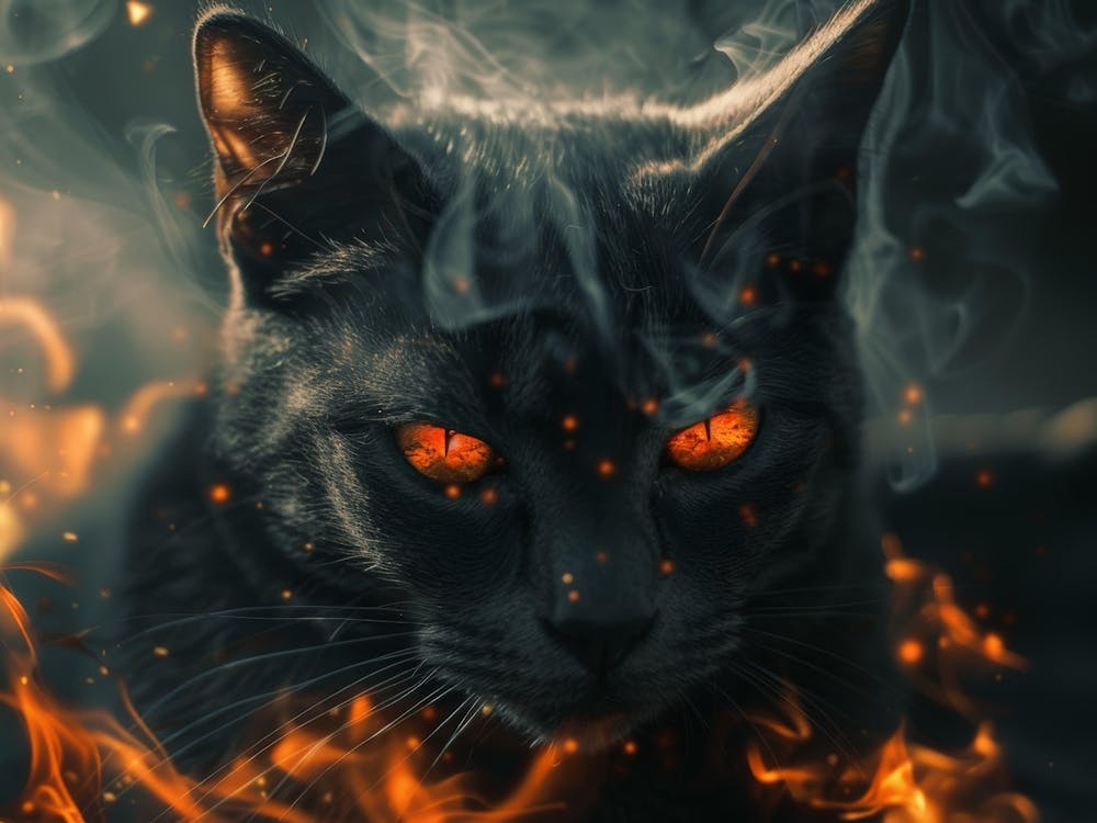 Black Cat On Fire