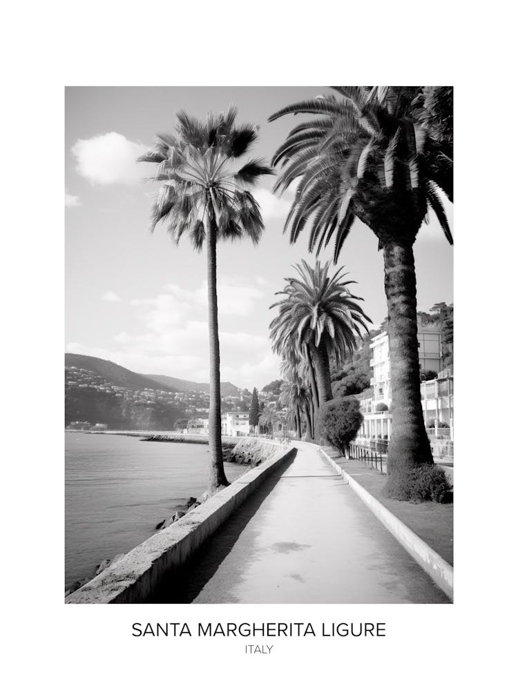 Poster Of Santa Margherita Ligure, Italy, Black And White Photo 3