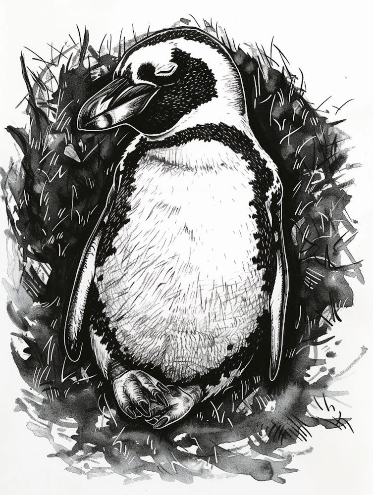 African Penguin Sleeping In A Cozy Pile 1