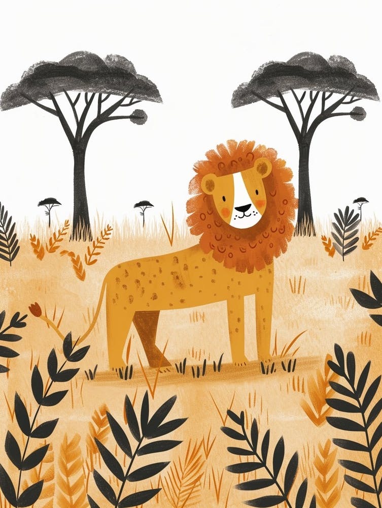 Chasse au Lion Africain dans la Savane Clipart 4