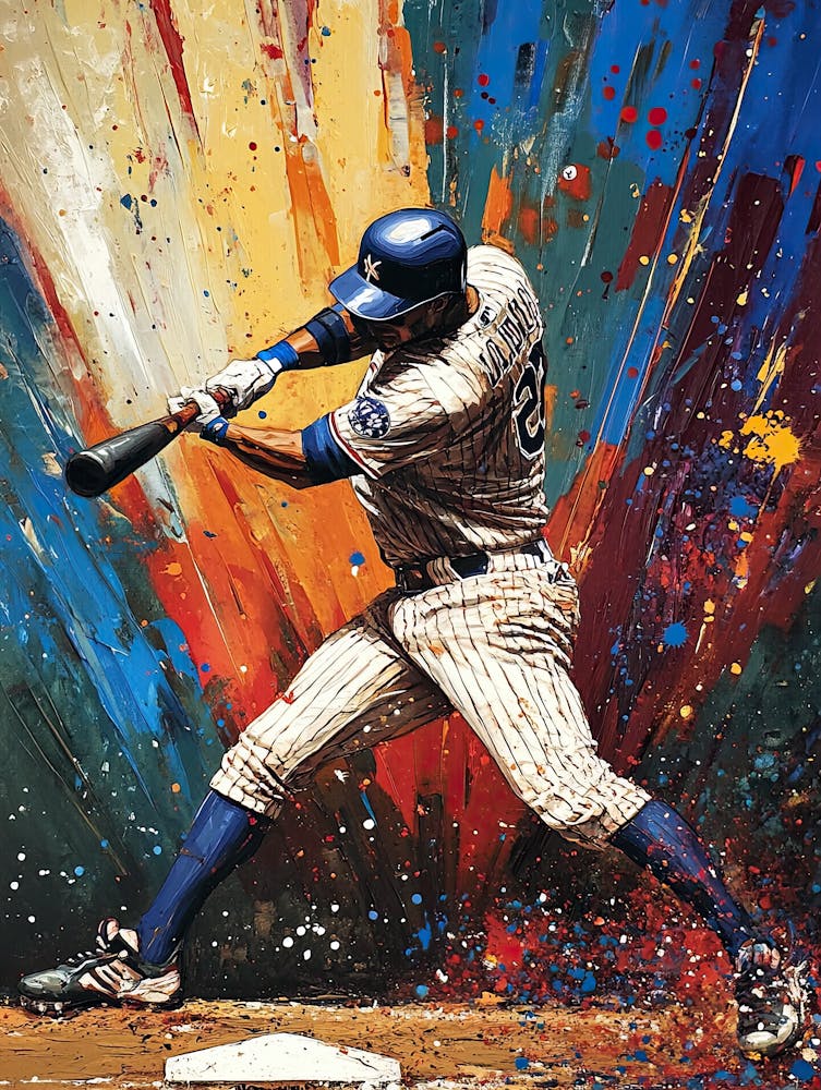 Baseball Player Hitting A Ball Poster