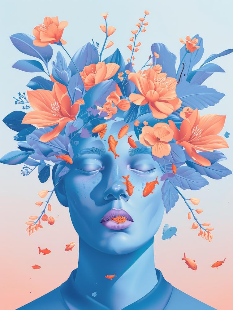 Beautiful Woman With Flowers On Her Head 1