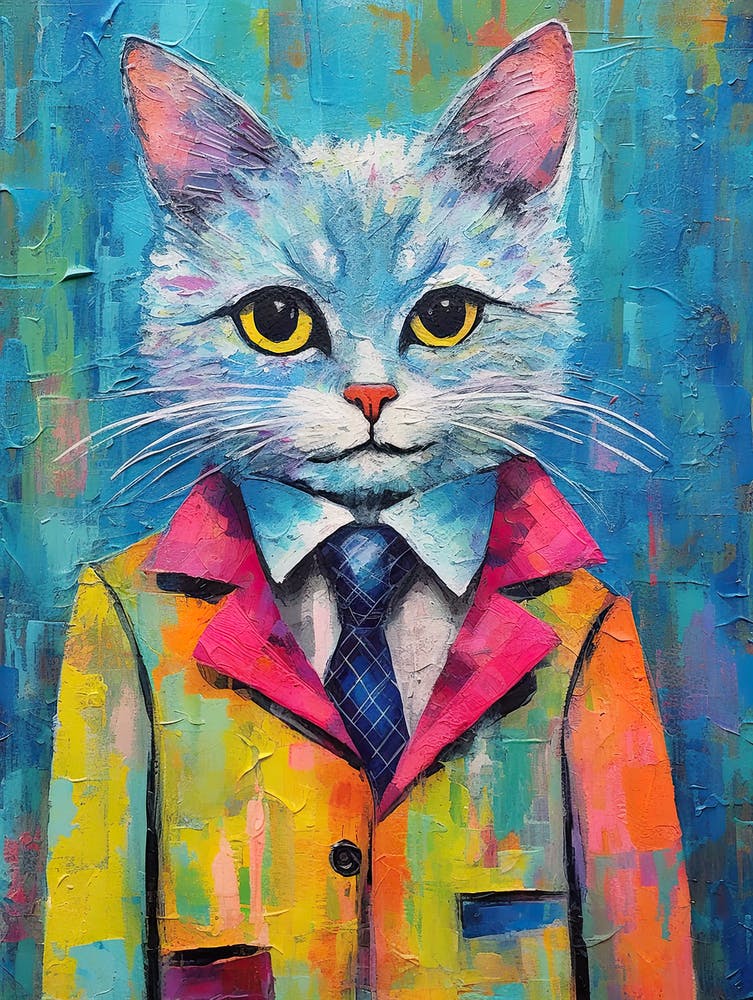 Cat Chic Chronicles; Stylish Oil Brushwork