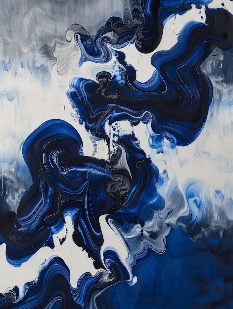 Abstract Blue And White Painting 2
