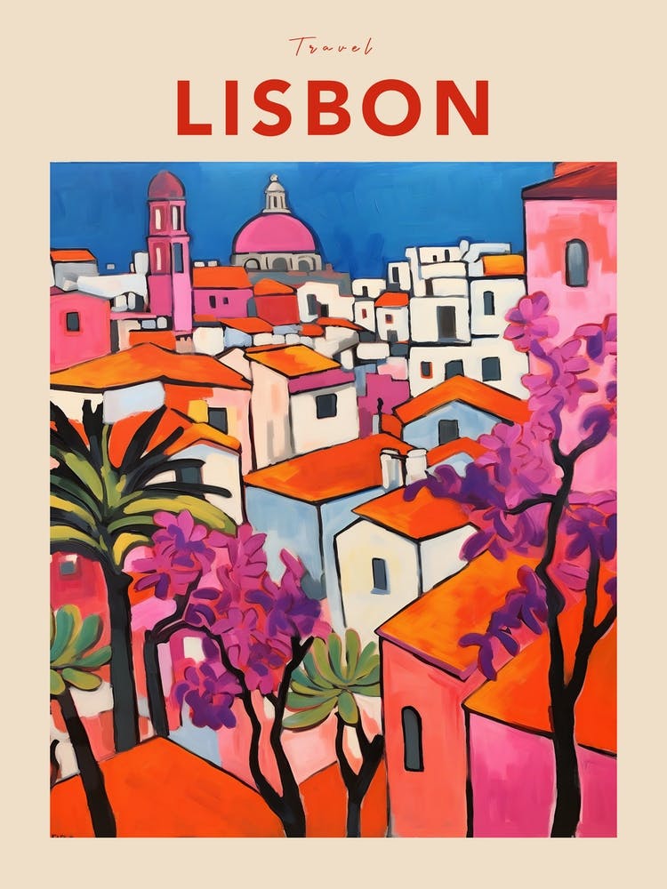 Lisbon Portugal 3 Fauvist Travel Poster