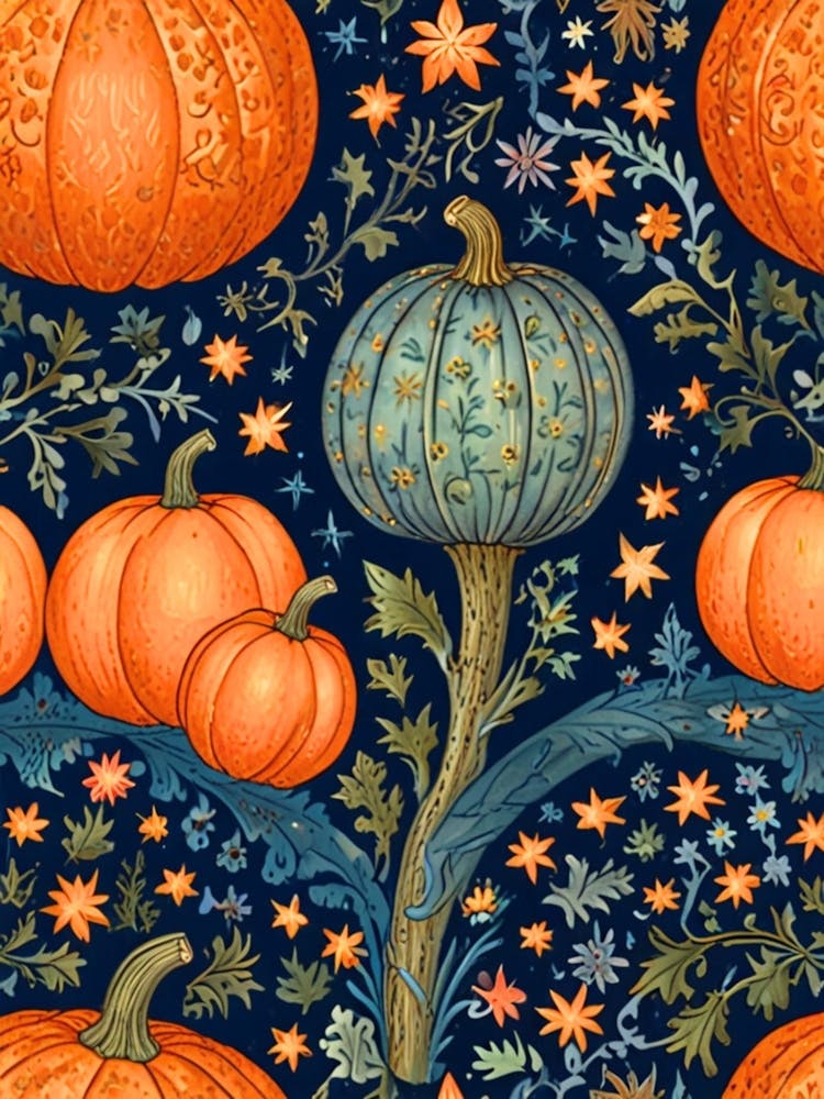 William Morris Pumpkins And Leaves