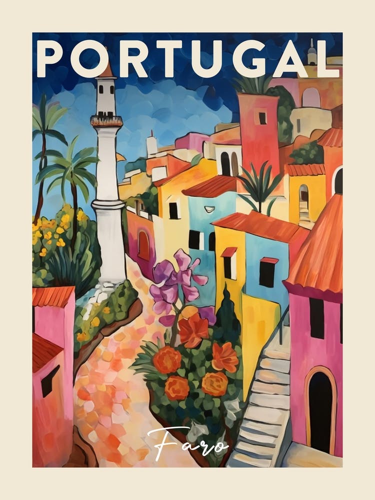 Faro Portugal 6 Fauvist Painting  Travel Poster