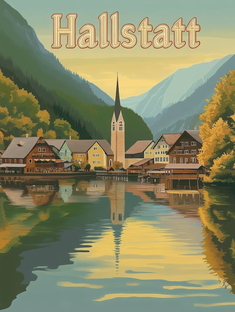 Aihrgdesign A Classic 1960s Travel Poster For Hallstatt