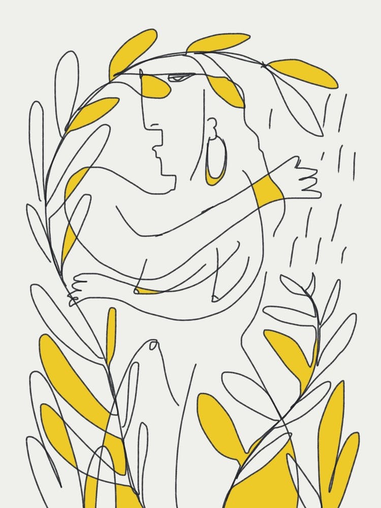 Line Art Tropical Shower