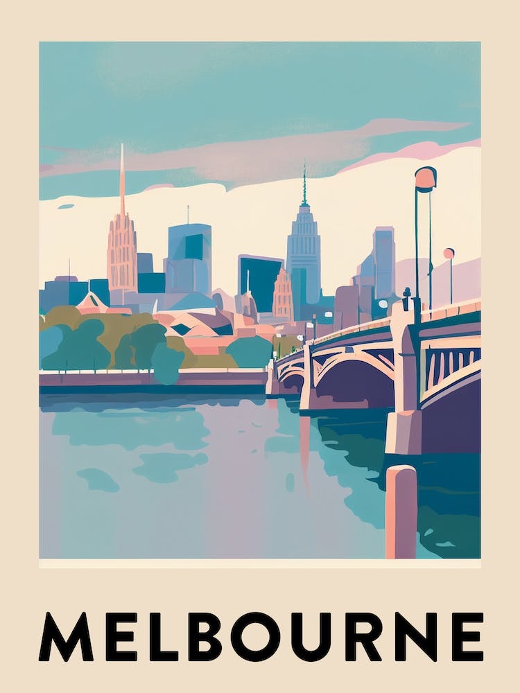 Melbourne Vintage Travel Poster