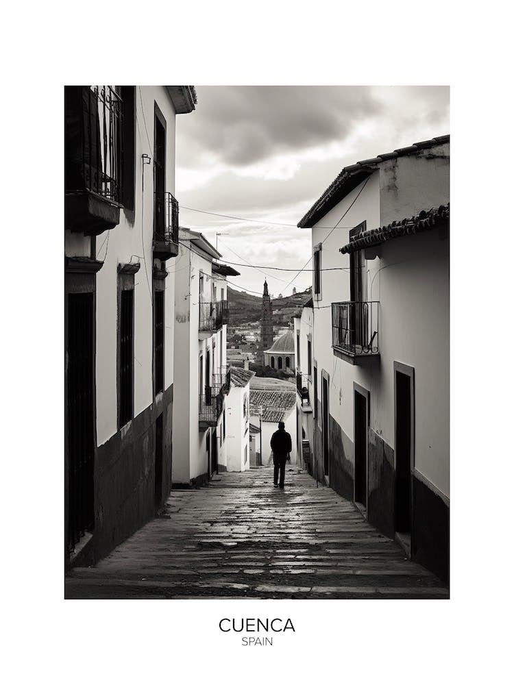 Poster Of Cuenca, Spain, Black And White Analogue Photography 2