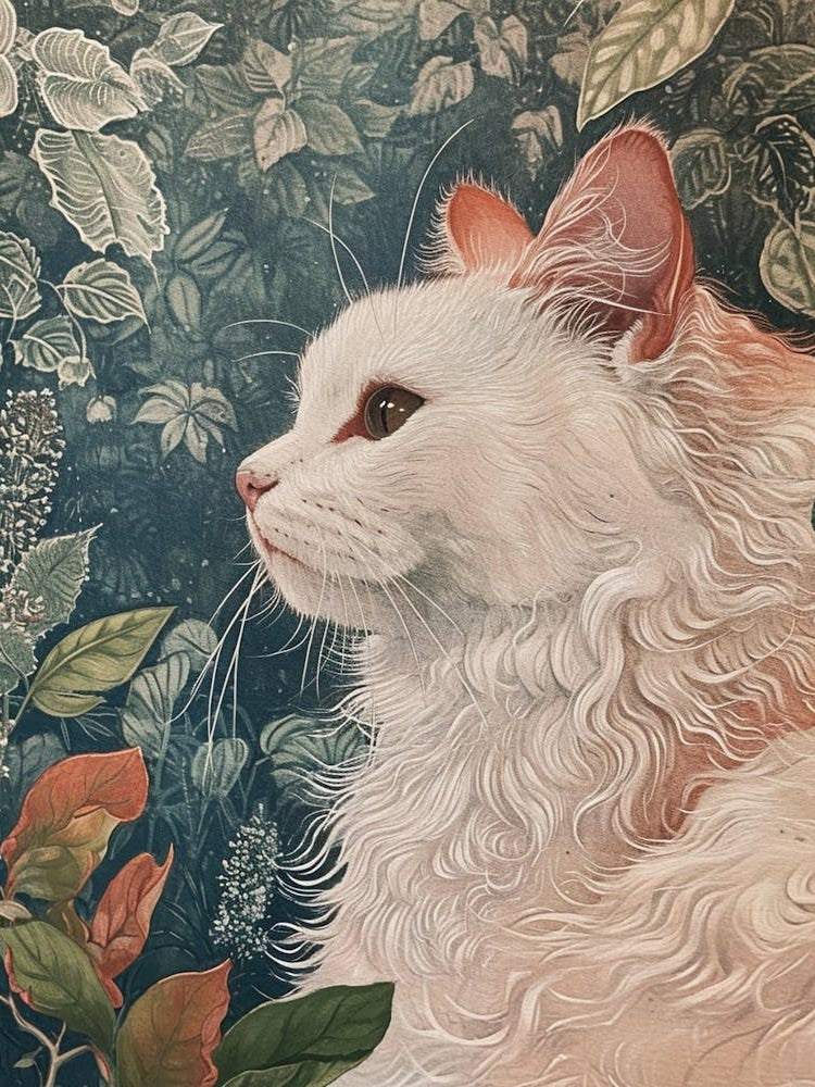 Turkish Angora Cat Japanese Illustration 3