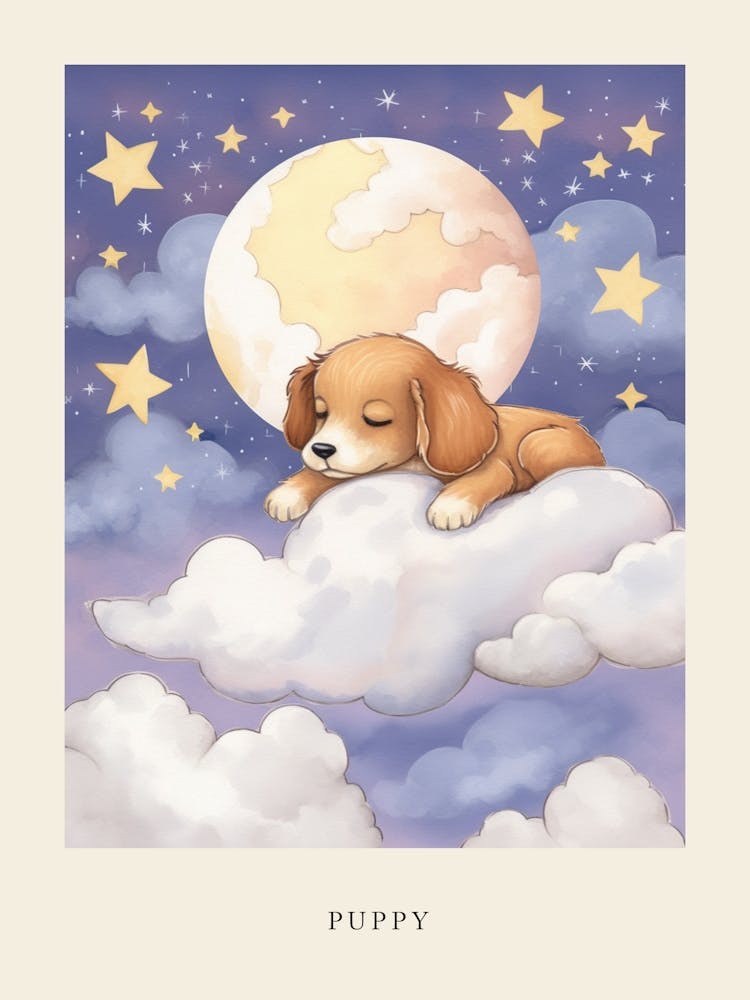 Sleeping Baby Puppy 2 Nursery Poster