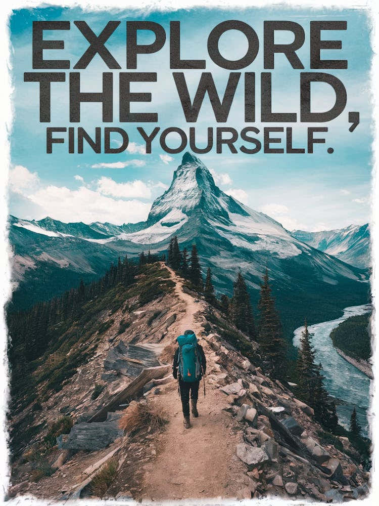 Inspirational Poster: Explore The Wild Find Yourself!