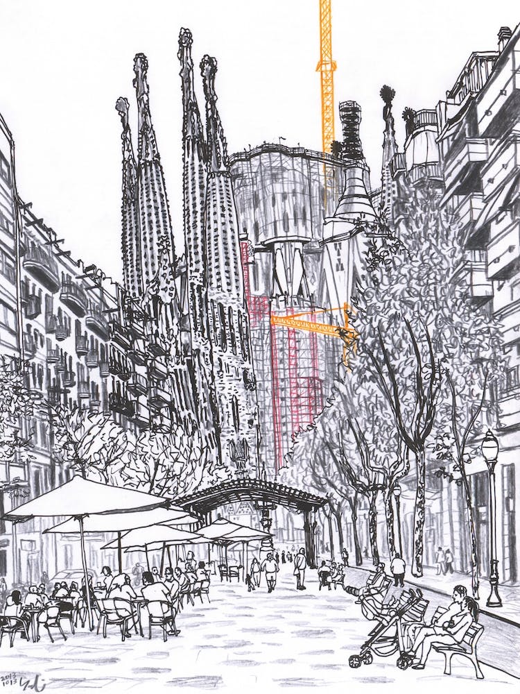 People Beneath Sagrada Familia