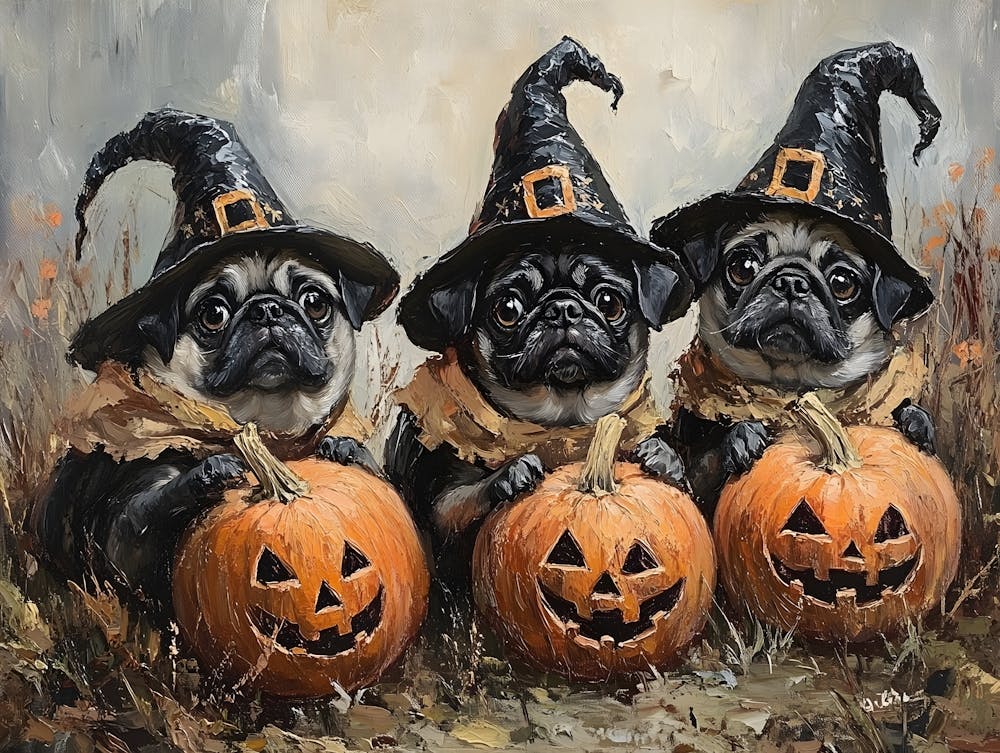 Halloween Pugs In Oil 3