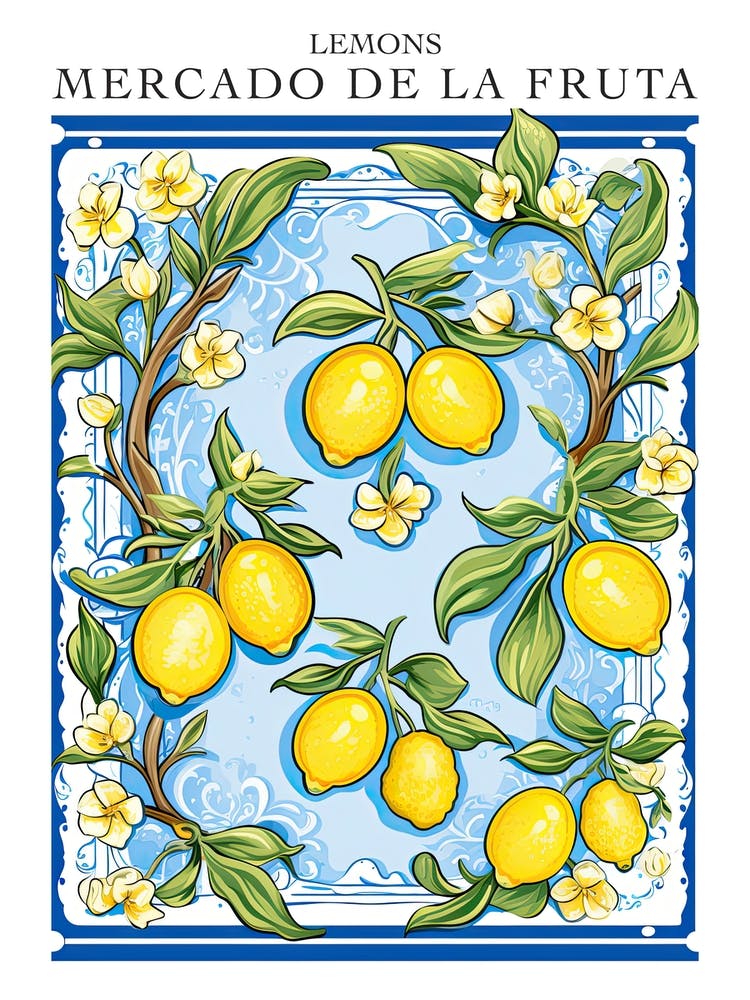 Mercado De La Fruta Lemons Illustration 10 Poster