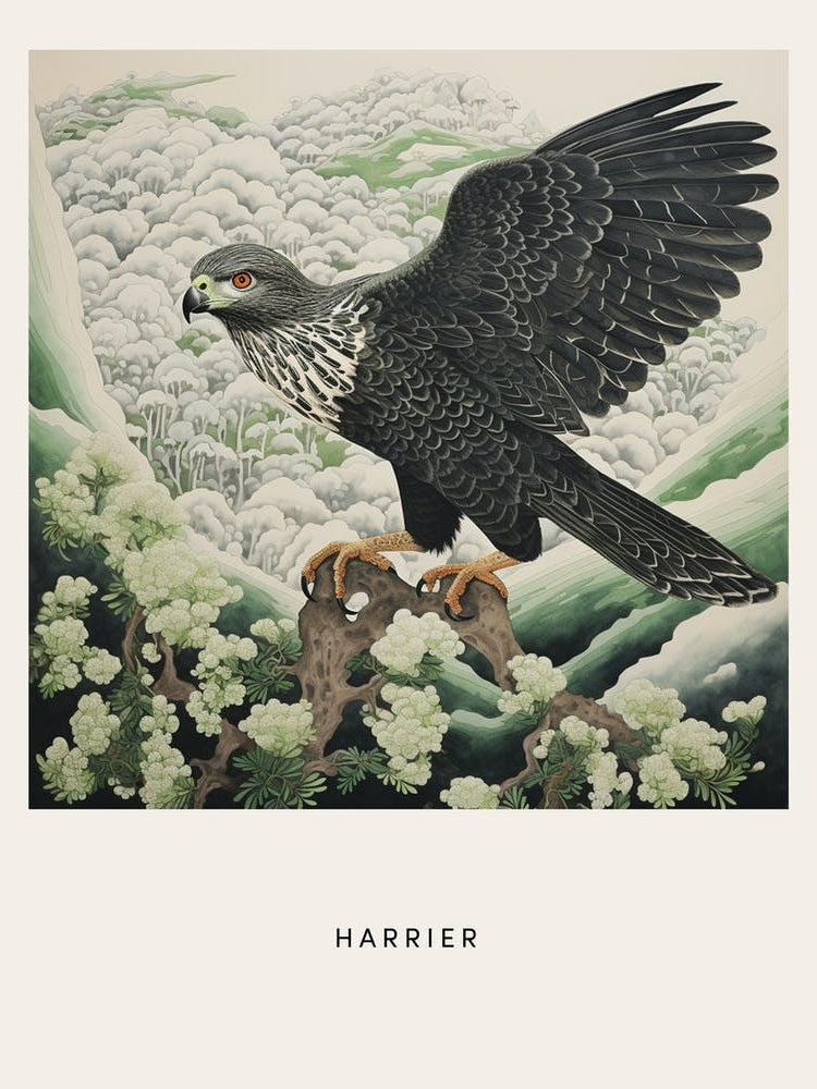 Ohara Koson Inspired Bird Painting Harrier 3 Poster