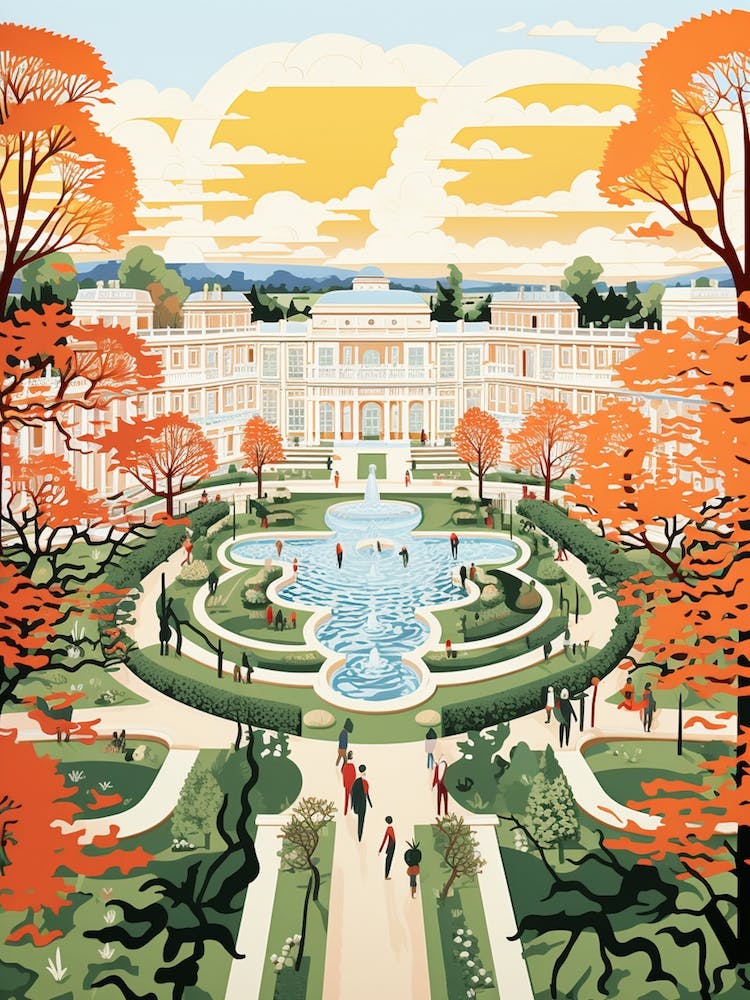 Schnbrunn Palace Gardens Austria Modern Illustration 