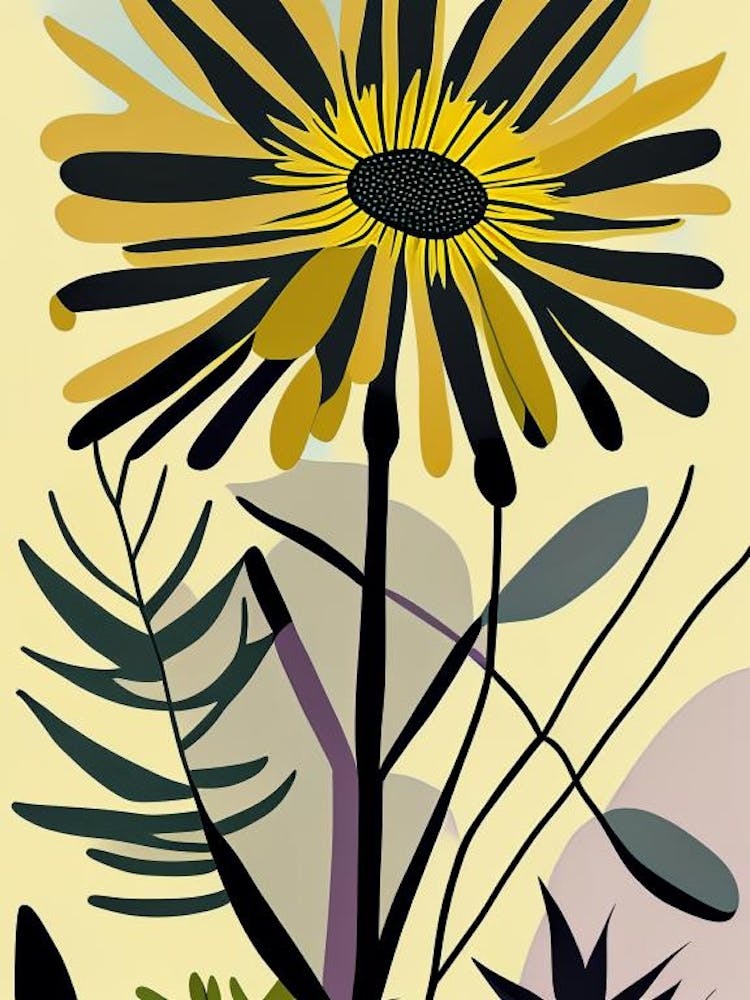Compass Plant Wildflower Modern Muted Colours 1