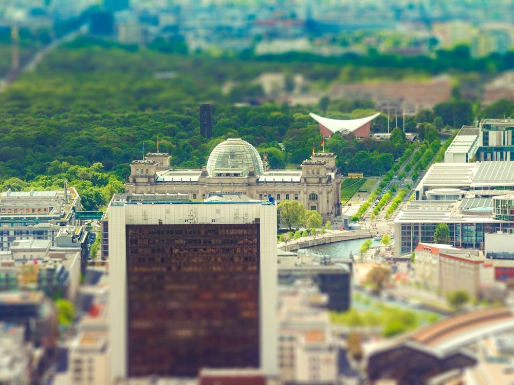 Aerial View Of Berlin Skyline With Reichstags Building