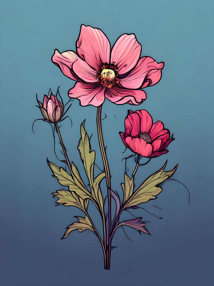 Rosa Anemonen