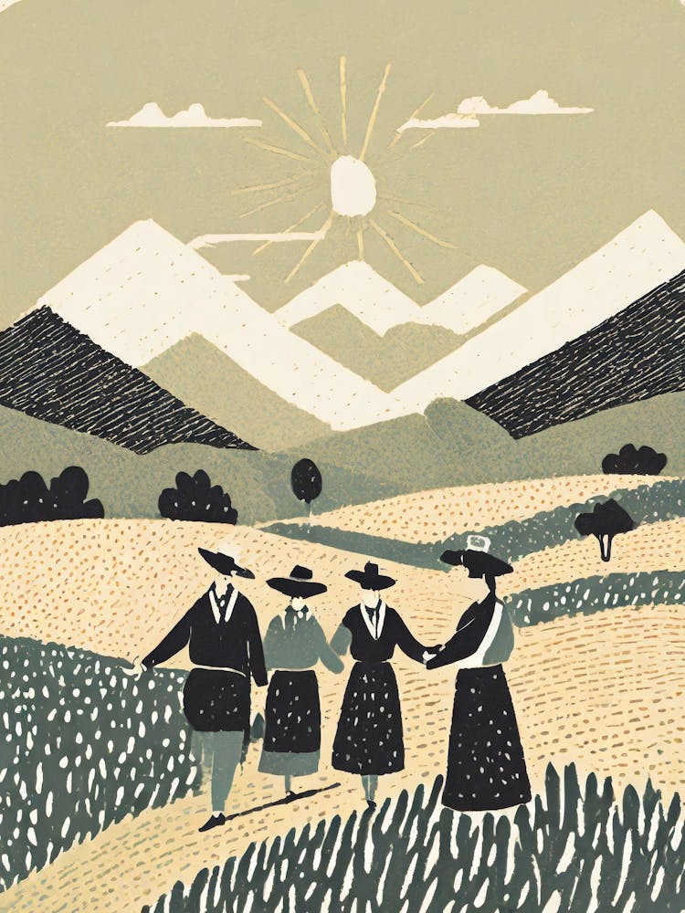 A Harvest Scene With Farmers Celebrating In The Fields Ukiyo-E