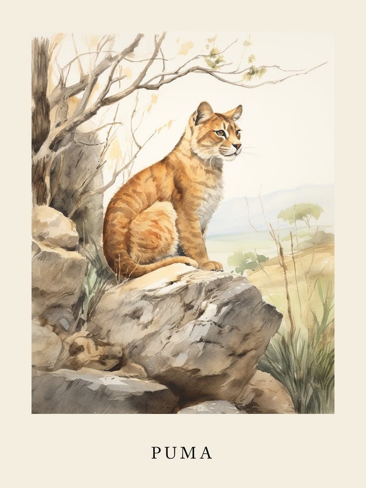 Beatrix Potter Inspiré Aquarelle Animale Puma 1