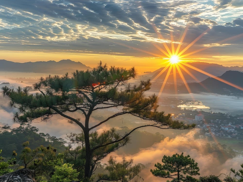 Sunrise Over A Mountain