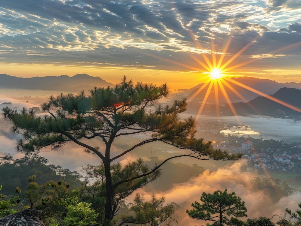 Sunrise Over A Mountain