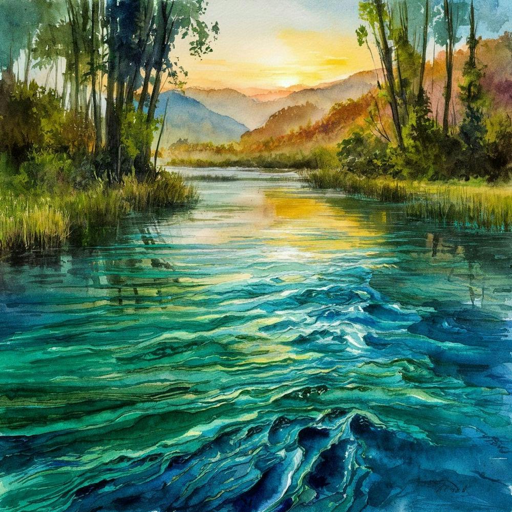 Watercolor Of A River