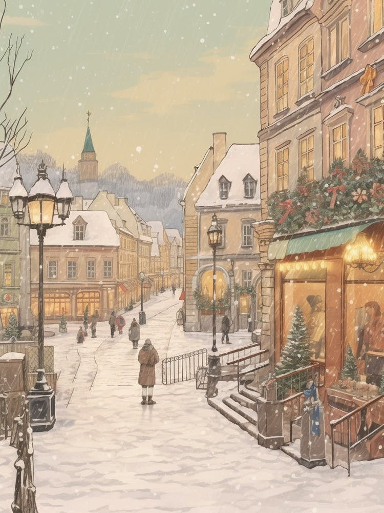Vintage Winter Illustration Krakow Poland 5
