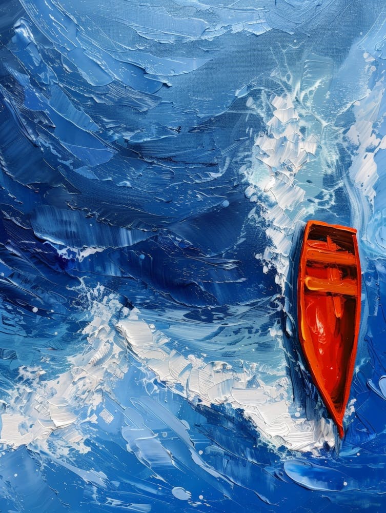 Red Boat In The Ocean 2