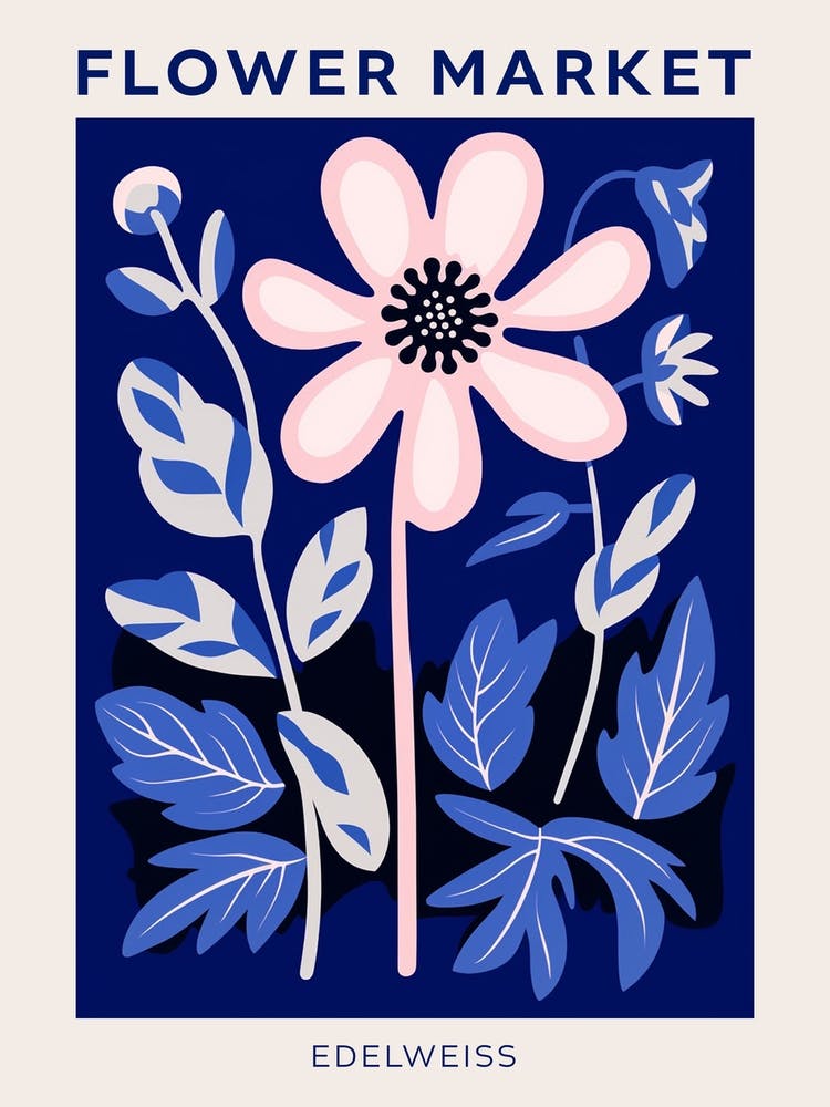 Blue Flower Market Poster Edelweiss 2