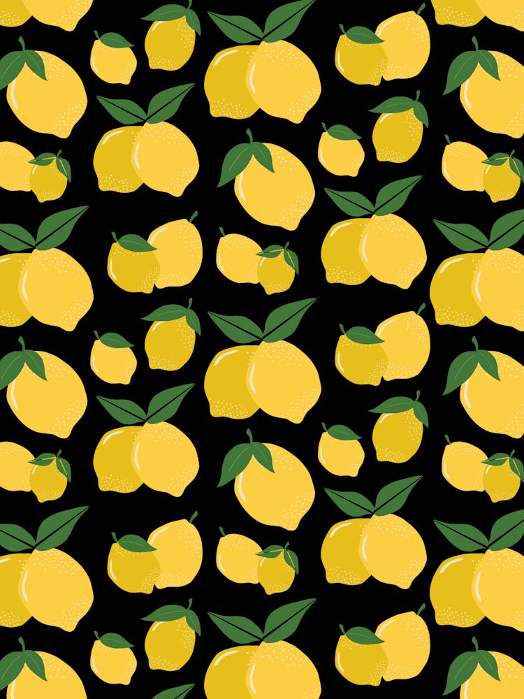 Lemons Yellow Black Vintage