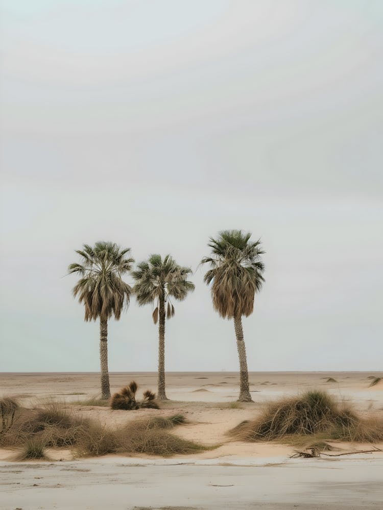 Three Palm Trees In The Desert
