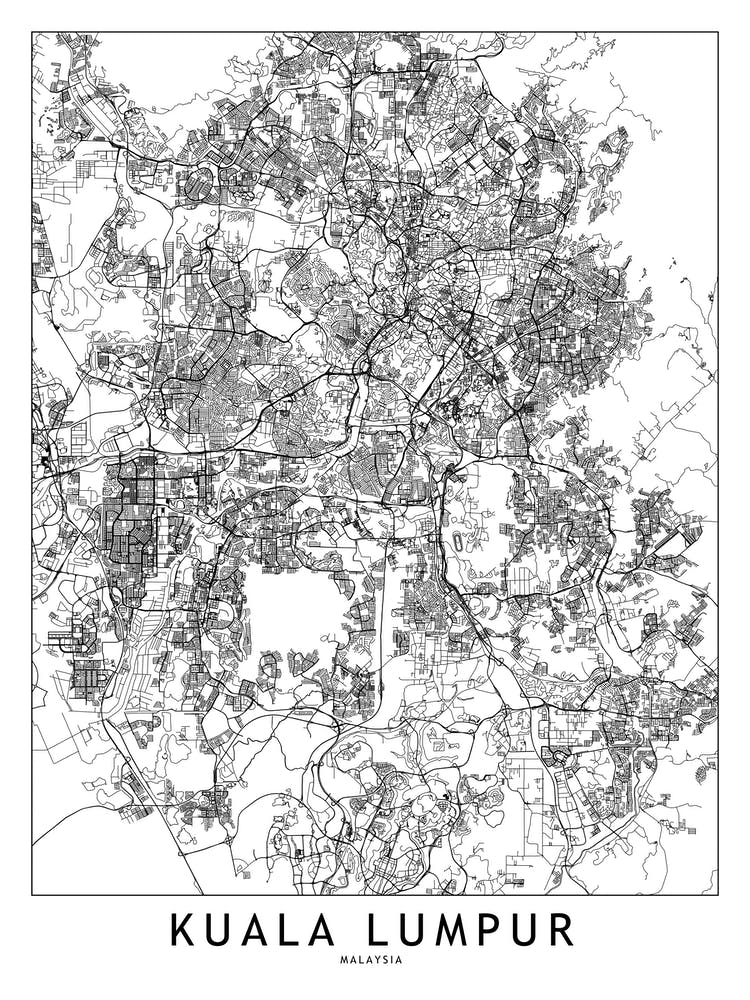 Kuala Lumpur White Map
