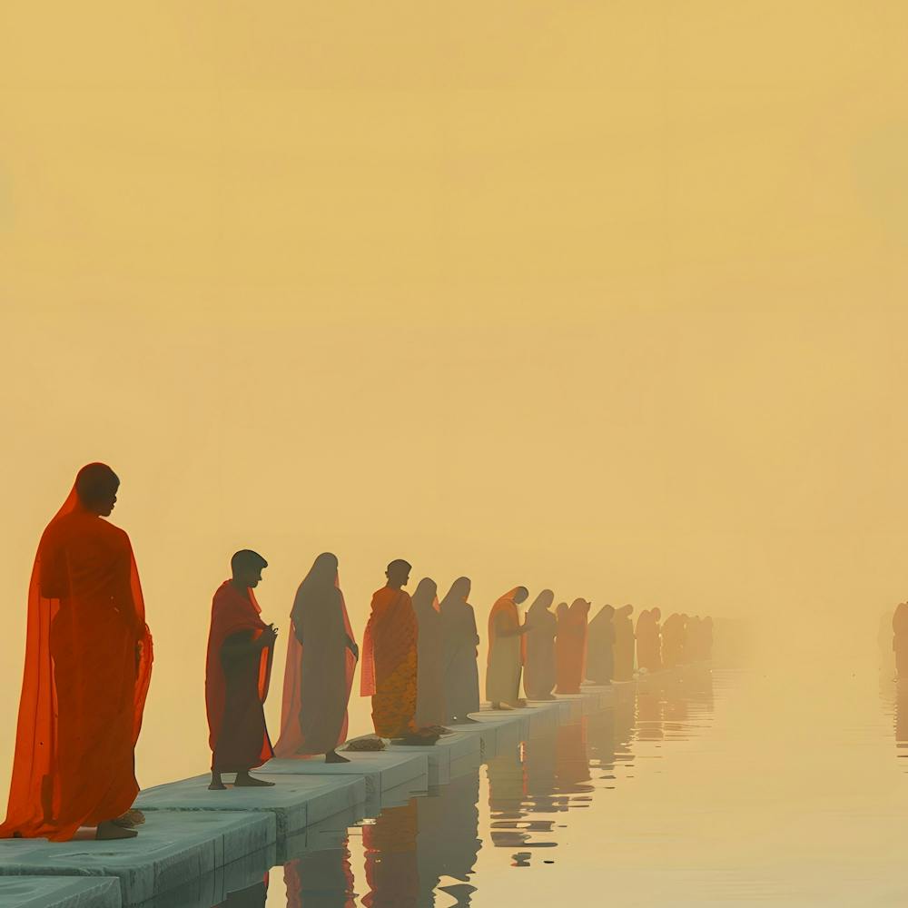 Buddhist Monks At The Ghat