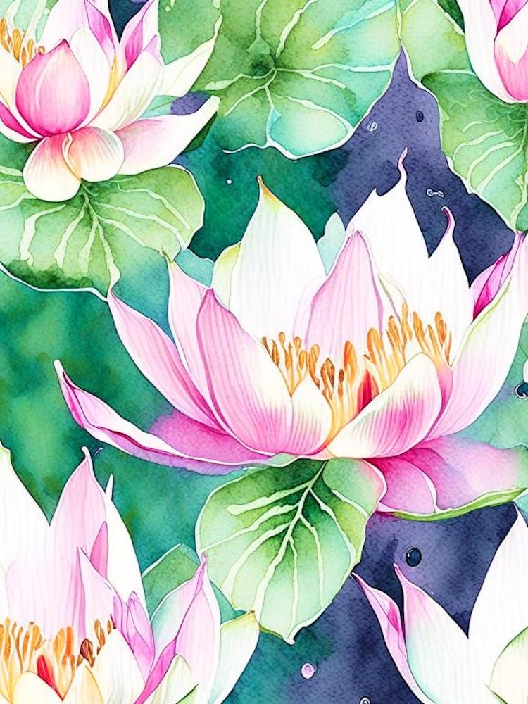 Lotusblumenmuster Aquarell 2