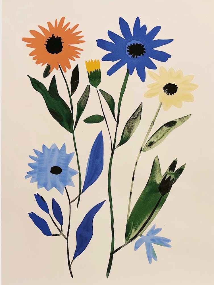 Painted Florals Cornflower 3