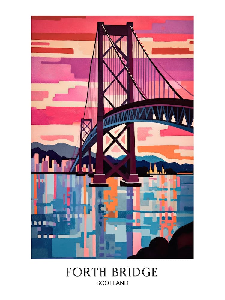 Forth Bridge Scotland Colourful 1 Travel Poster