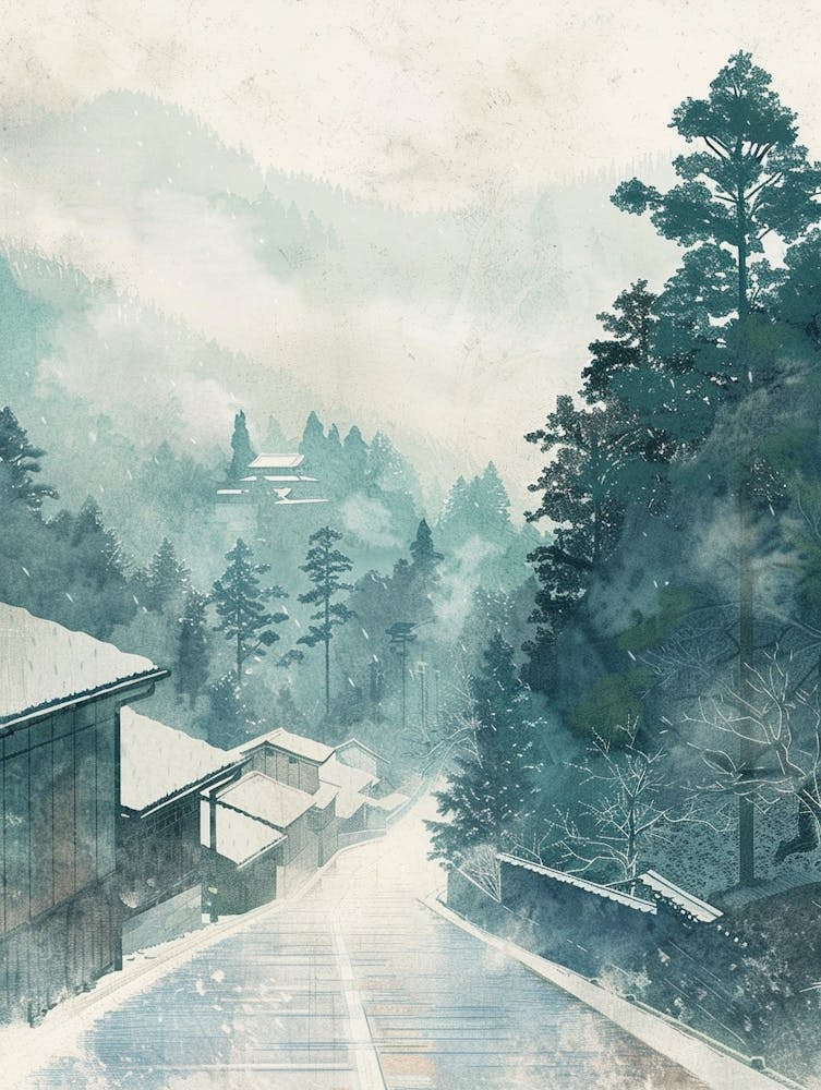 Koyasan Japon 1 Illustration Rétro