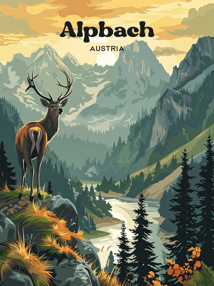 Alpbach Austria Tyrol Digital Travel Art