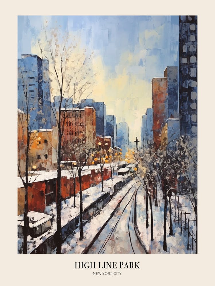 Winter City Park Poster High Line Park New York City 3